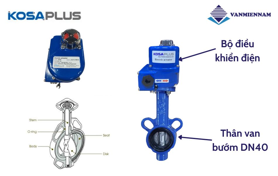 Giới thiệu van bướm gang điều khiển điện KosaPlus DN40