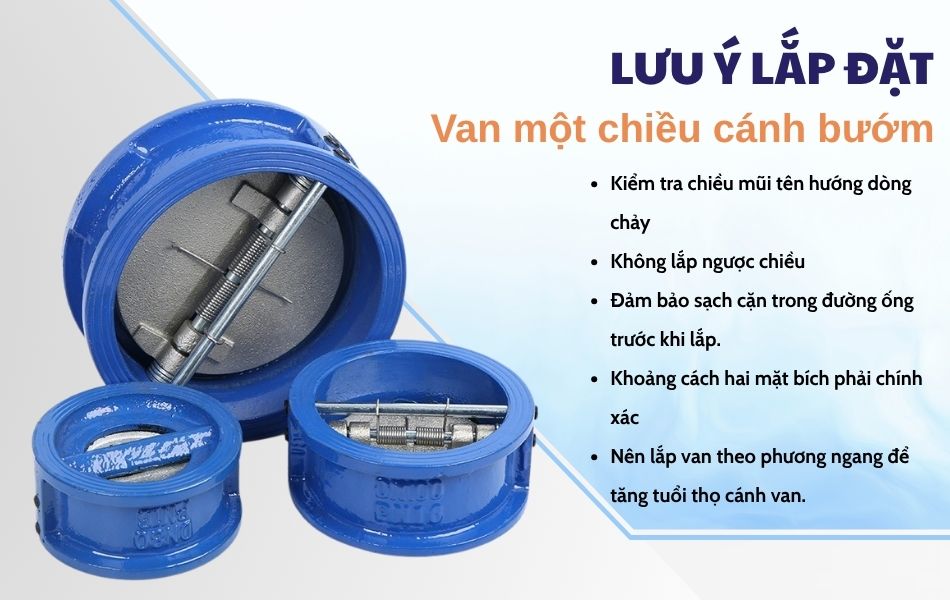 Lưu ý lắp đặt van 1 chiều cánh bướm