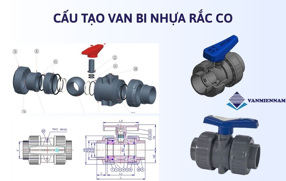 Cấu tạo chi tiết của van bi nhựa rắc co