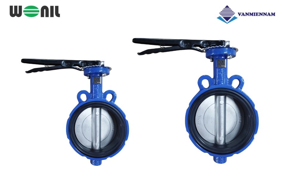 Chi tiết van bướm tay gạt gang Wonil DN150 