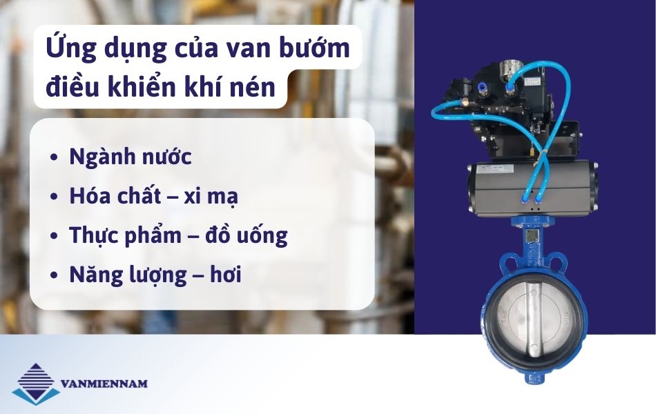 Ứng dụng phổ biến của van bướm điều khiển bằng khí nén