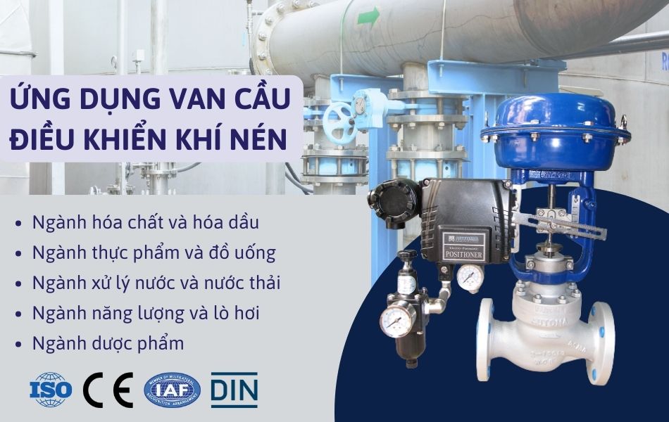 Các lĩnh vực áp dụng van cầu điều khiển khí nén