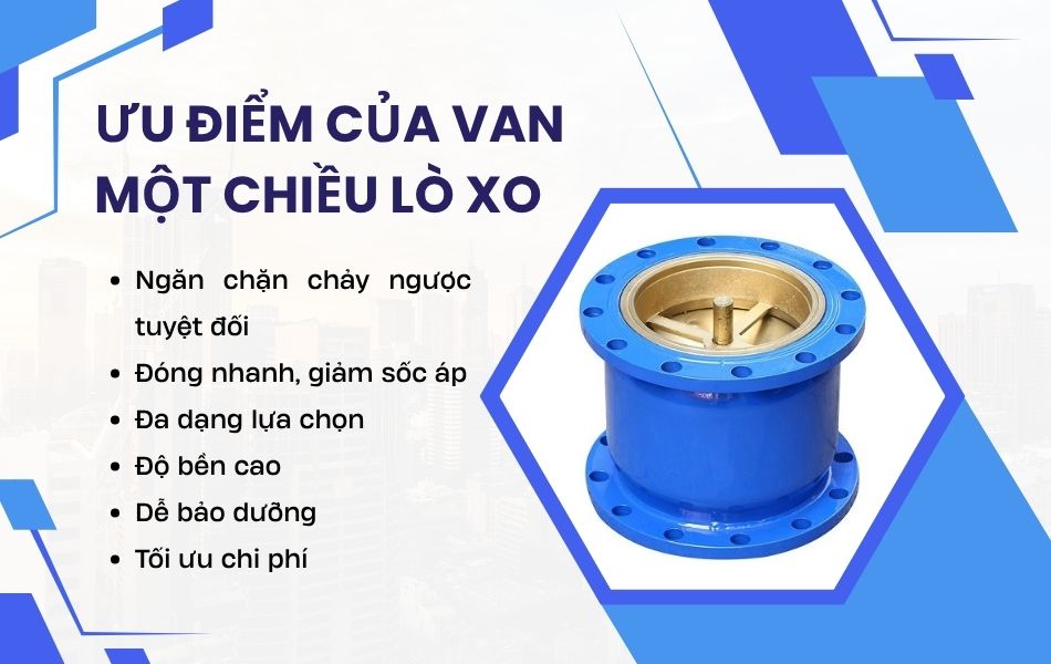 Ưu điểm của van 1 chiều lò xo