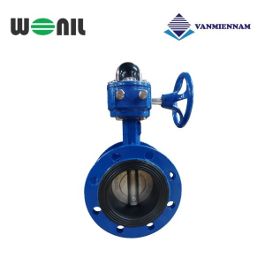 Van bướm 2 mặt bích tay quay gang Wonil DN100