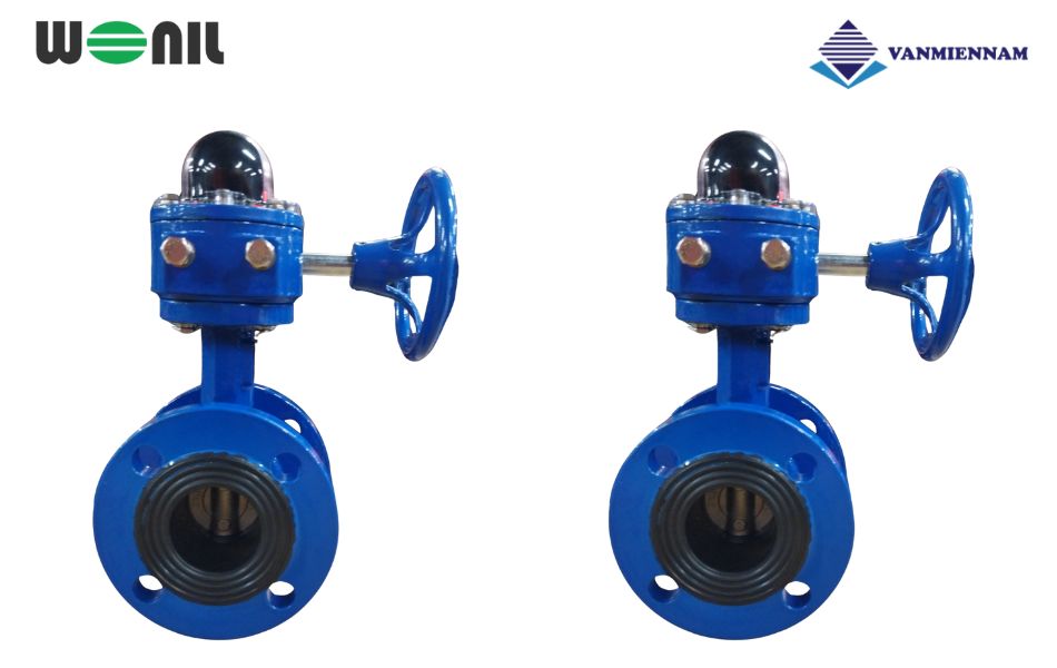 Van bướm 2 mặt bích tay quay gang Wonil DN50