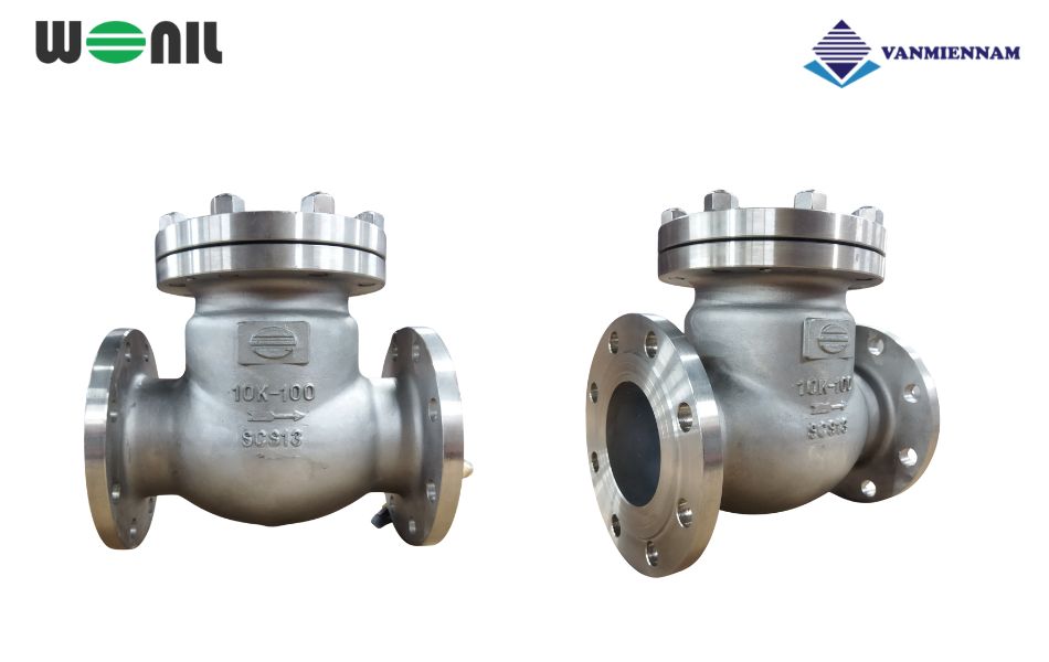 Chi tiết về van 1 chiều lá lật inox mặt bích Wonil DN100