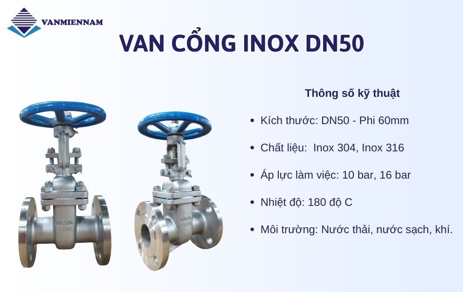 Van cổng inox DN50