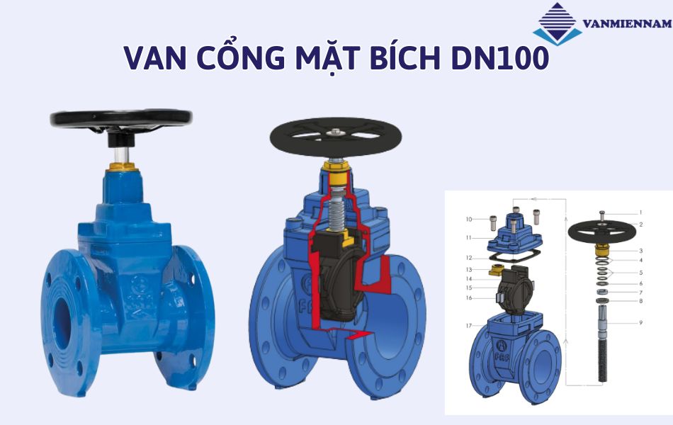 Van cổng mặt bích DN100