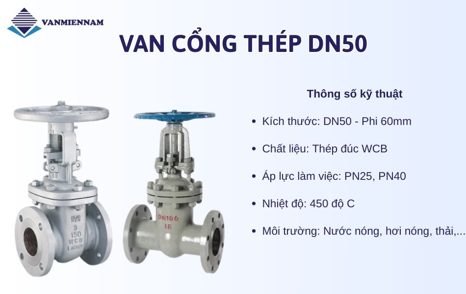 Van cổng thép DN50