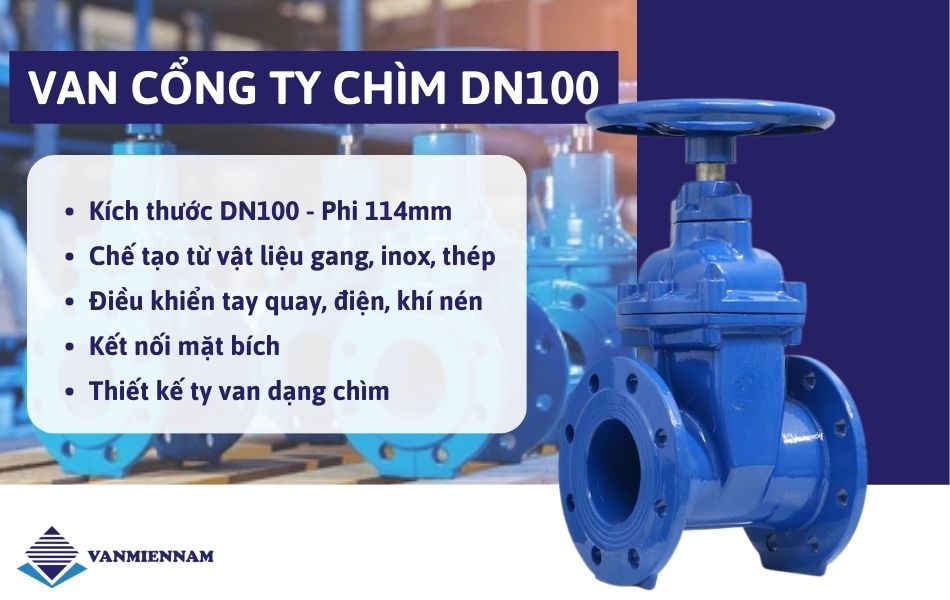 Van cổng ty chìm DN100