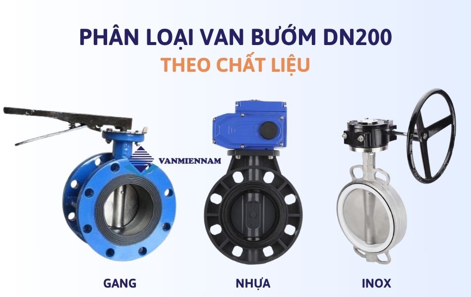 Phân loại van bướm dn200 theo chất liệu