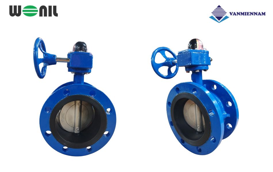 Chi tiết van bướm 2 mặt bích tay quay gang Wonil DN250