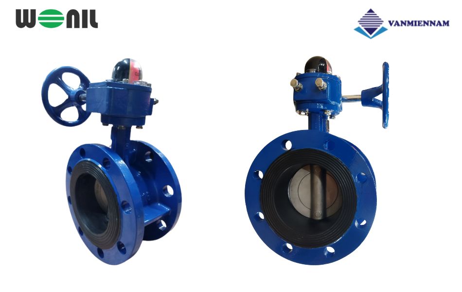 Van bướm 2 mặt bích tay quay gang Wonil DN300