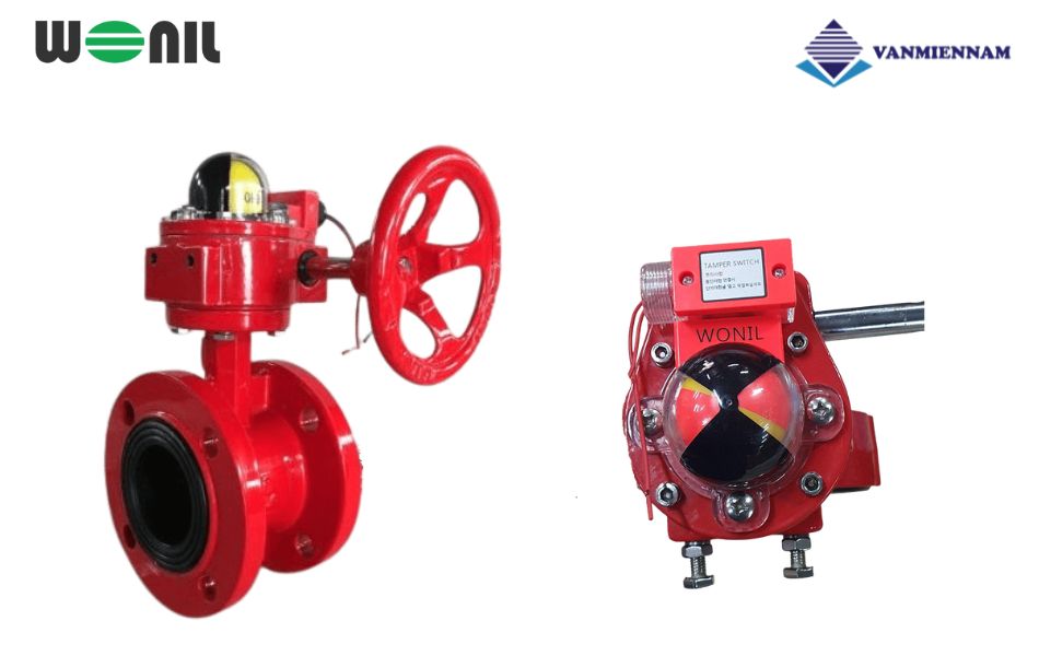 Tham khảo mẫu van bướm tín hiệu điện gang Wonil DN50