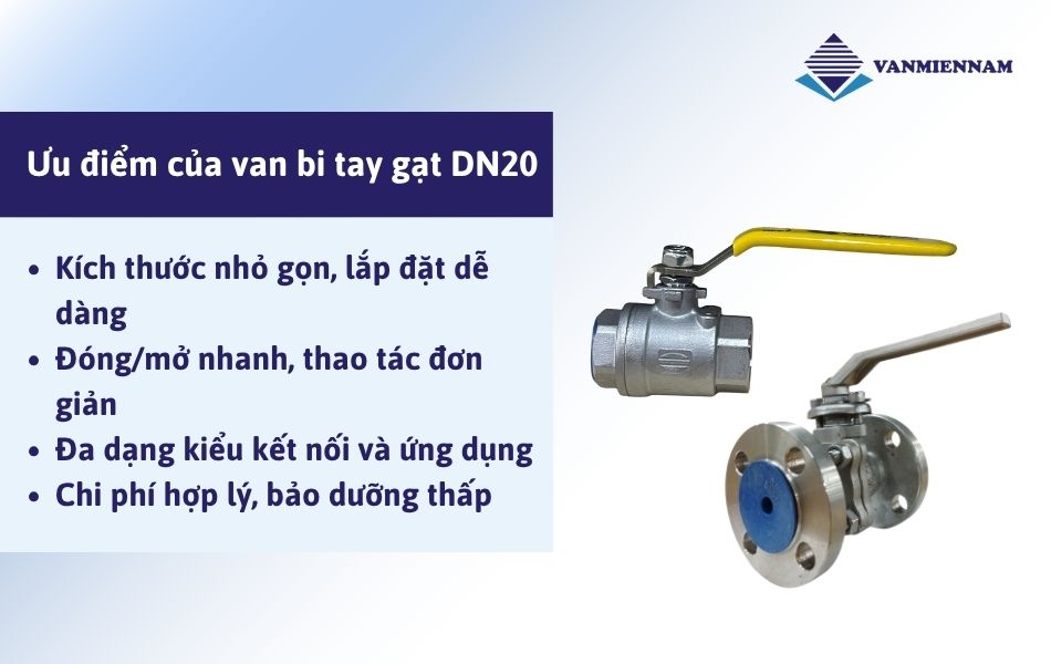 Ưu điểm của van bi tay gạt DN20