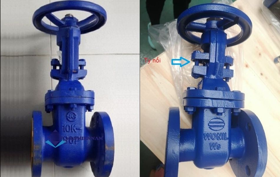 Van cổng gang ty nổi mặt bích Wonil