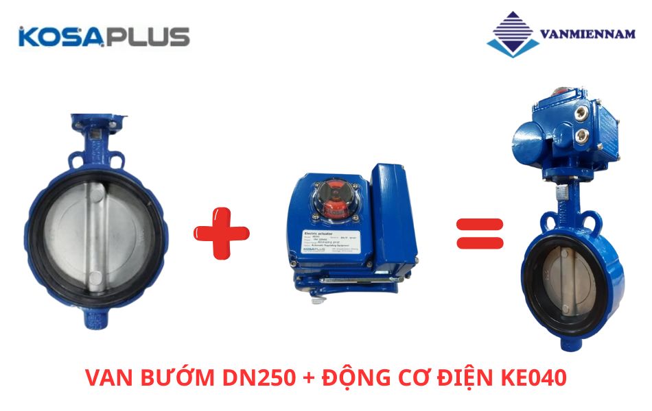 Đôi nét van bướm gang điều khiển điện KosaPlus DN250