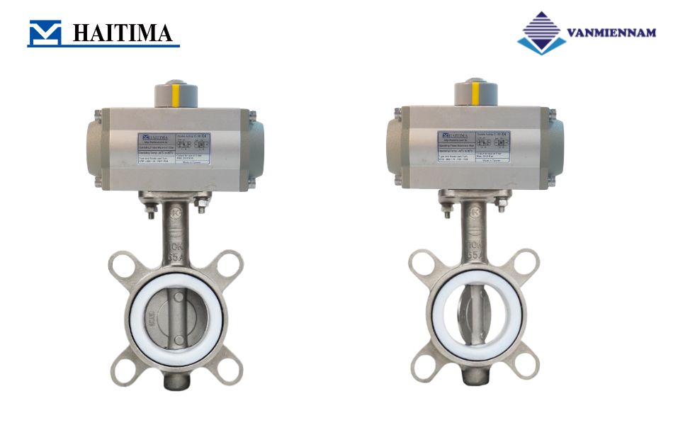 Van bướm inox điều khiển khí nén Haitima DN65