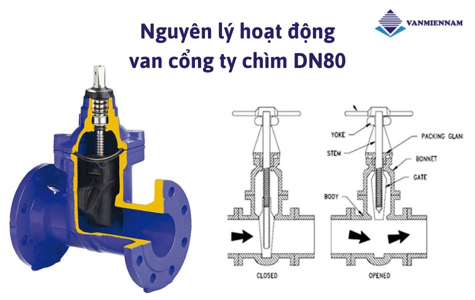 Cơ chế vận hành của van cổng ty chìm DN80
