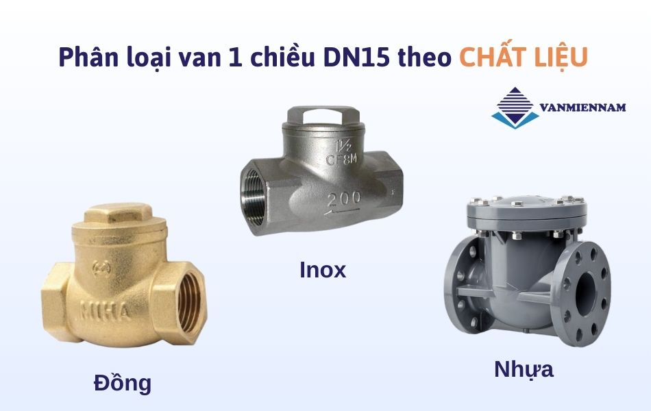 Phân loại van 1 chiều DN15 theo chất liệu