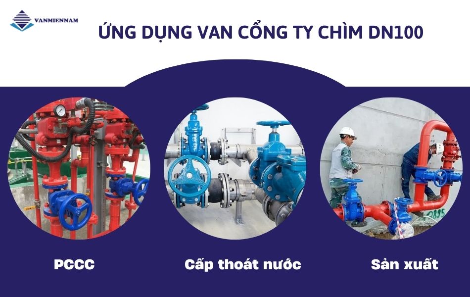 Tính ứng dụng của van cổng ty chìm DN100 trong công nghiệp