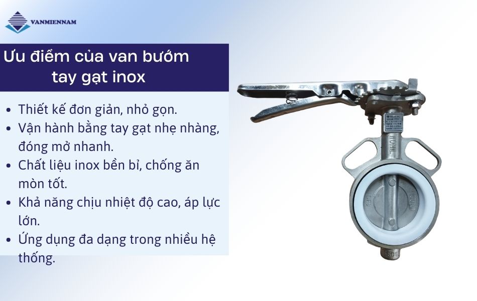 Ưu điểm van bướm tay gạt inox 