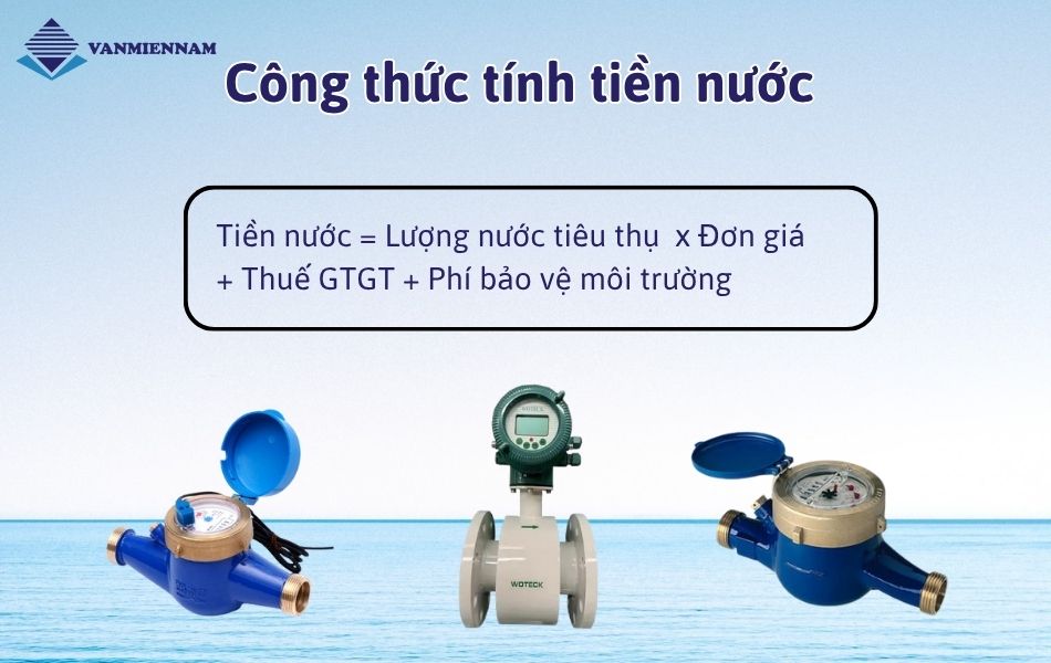 Công thức tính tiền nước theo đồng hồ