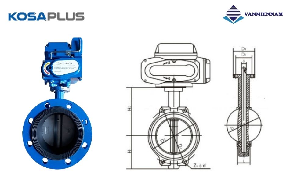 Giới thiệu van bướm gang điều khiển điện KosaPlus DN450