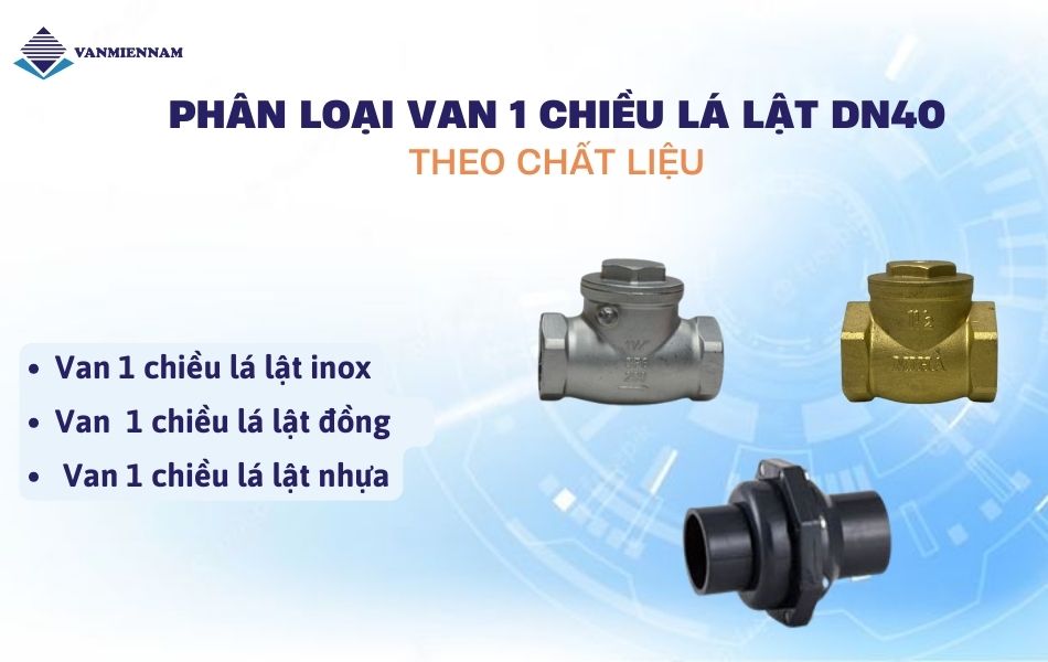 Phân loại van 1 chiều lá lật DN40 theo chất liệu