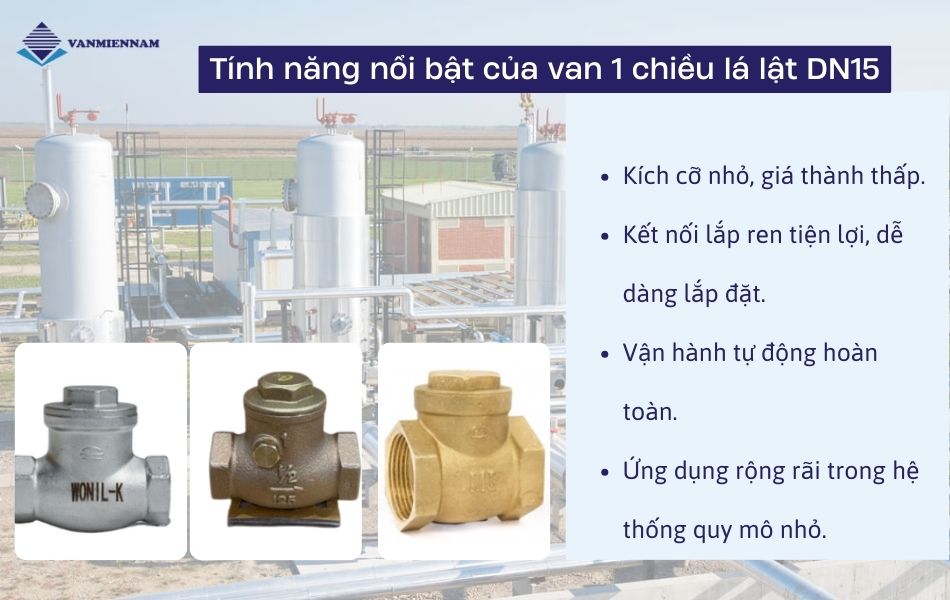 Tính năng nổi bật của van 1 chiều lá lật DN15