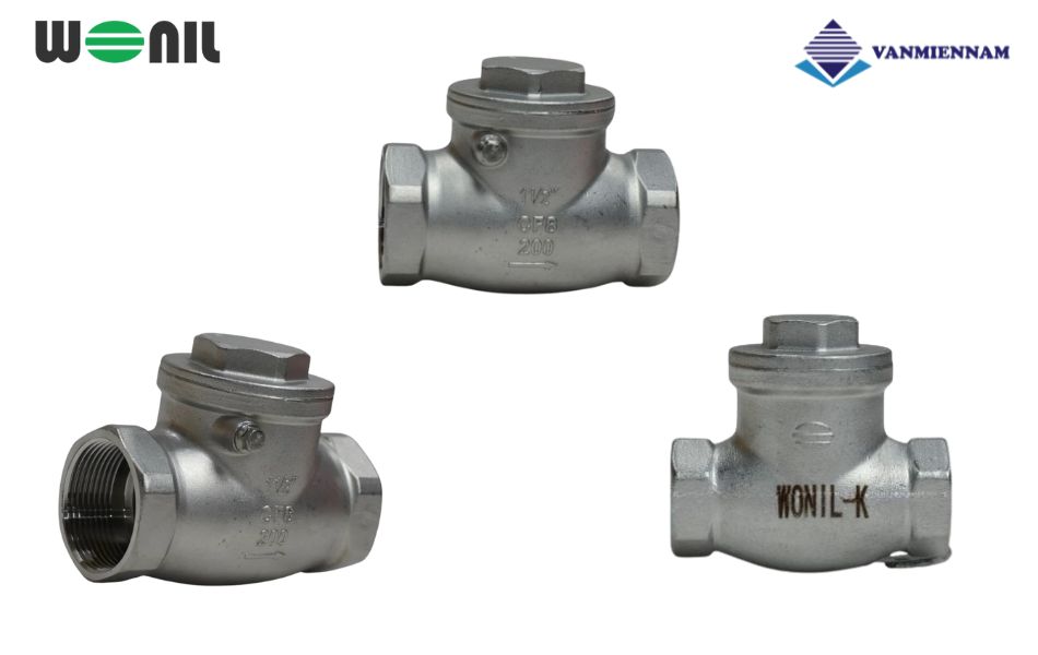van 1 chiều lá lật inox nối ren Wonil DN40