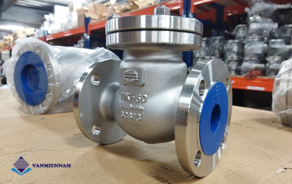 Van 1 chiều lá lật inox mặt bích