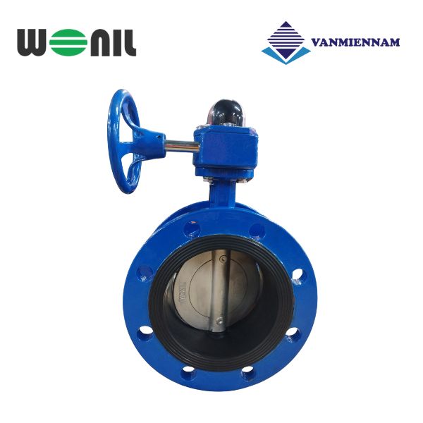 Van bướm 2 mặt bích tay quay gang Wonil DN400