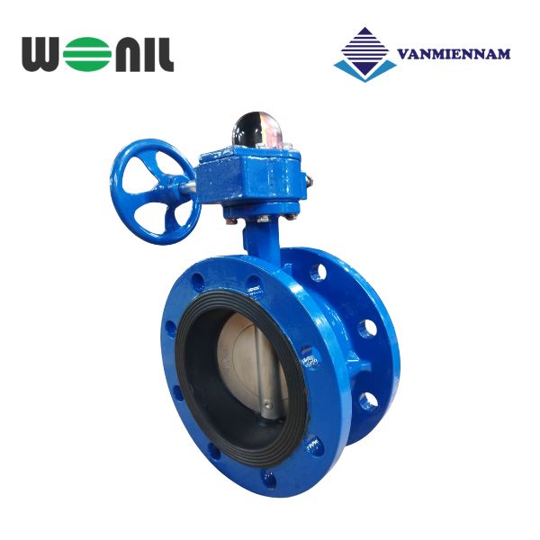 Van bướm 2 mặt bích tay quay gang Wonil DN400