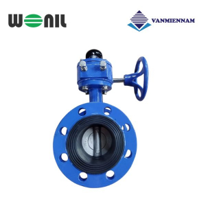 van bướm 2 mặt bích tay quay gang Wonil DN450