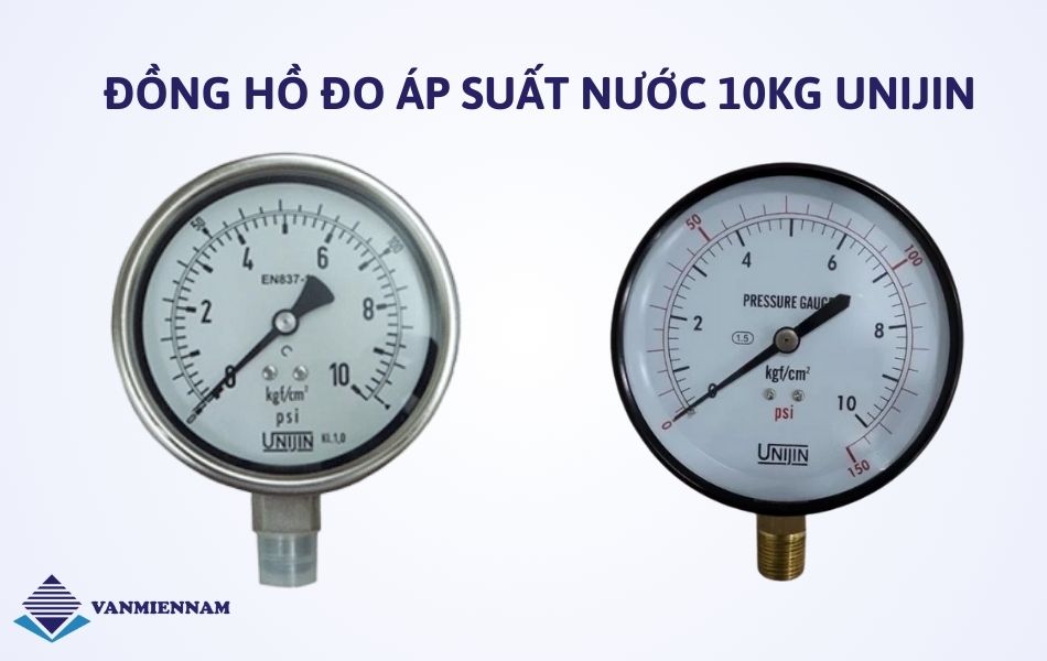 Đồng hồ đo áp suất nước 10kg Unijin