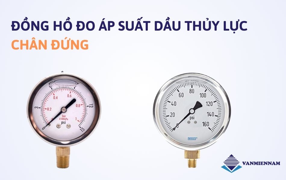 Đồng hồ áp suất dầu thủy lực chân đứng