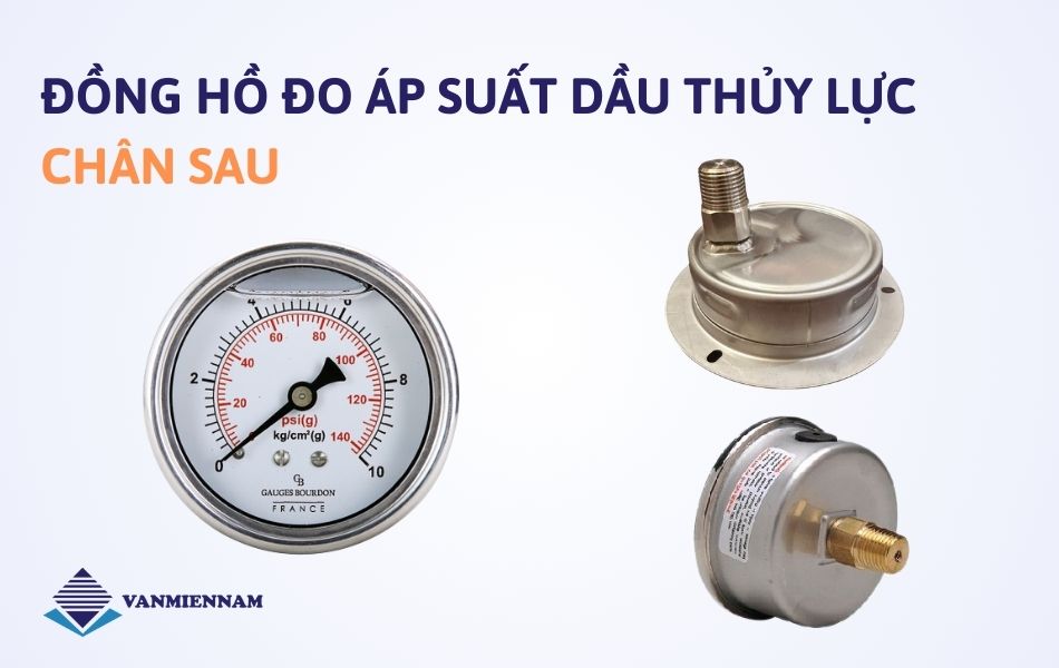 Đồng hồ áp suất dầu thủy lực chân sau