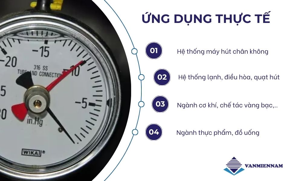 Ứng dụng đồng hồ đo chân không