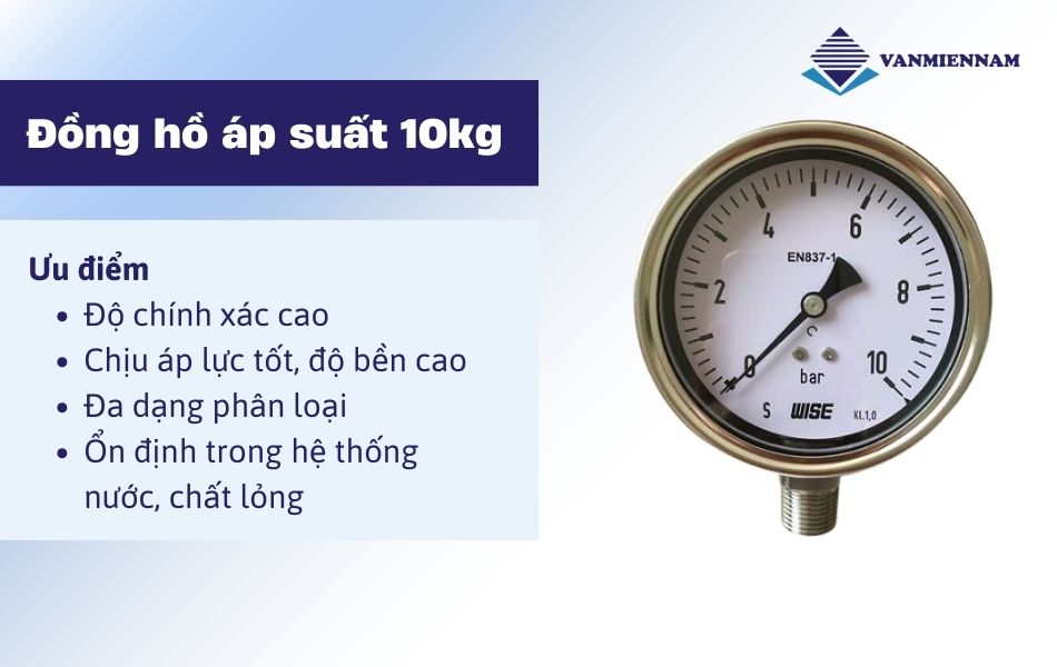 Đặc điểm của đồng hồ đo áp suất nước 10kg