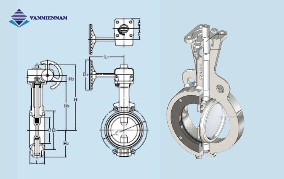 cấu tạo van bướm tay quay Kitz