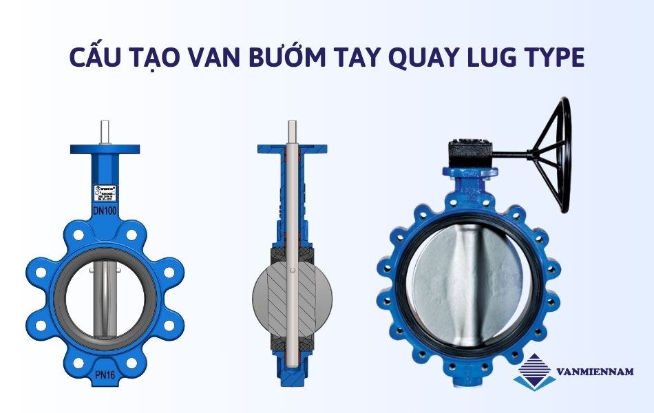 Cấu tạo van bướm tay quay Lug Type