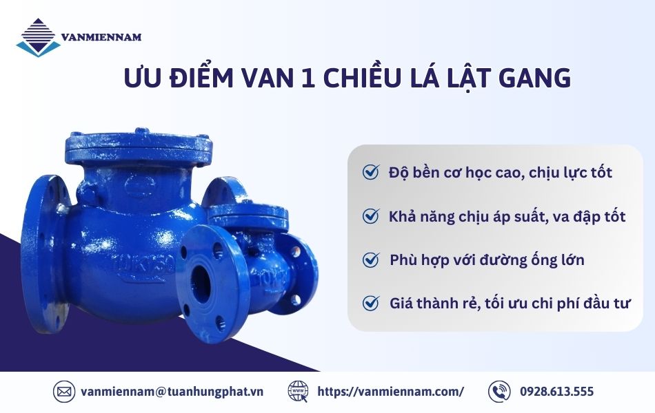 Ưu điểm của van 1 chiều lá lật gang