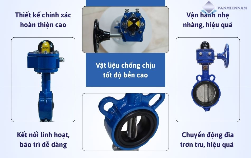 ưu điểm van bướm gang tay quay