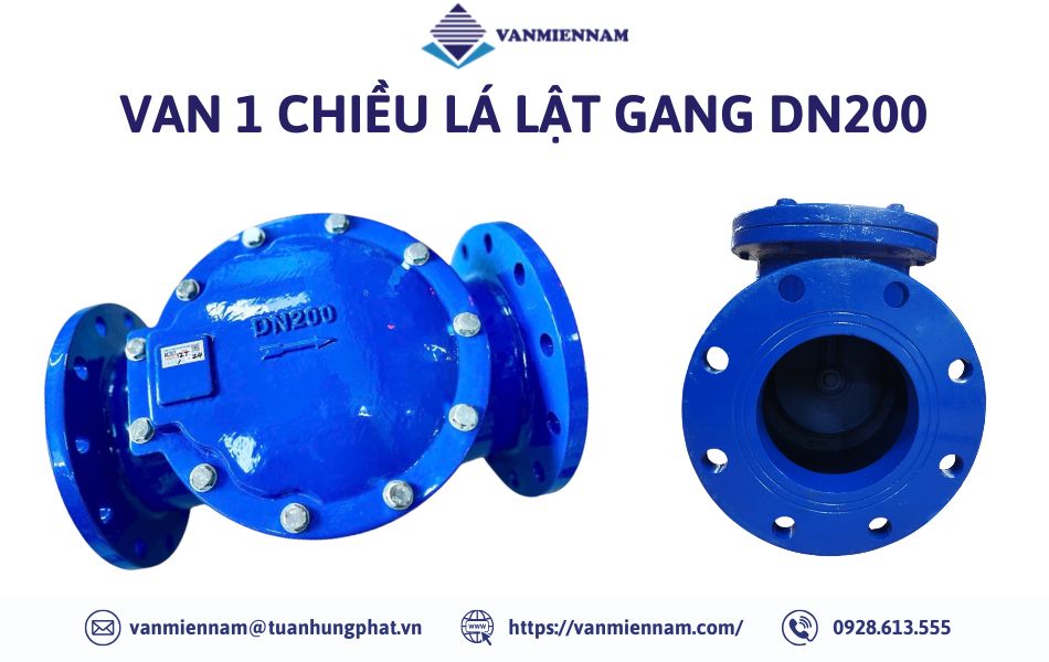 Van 1 chiều lá lật gang DN200
