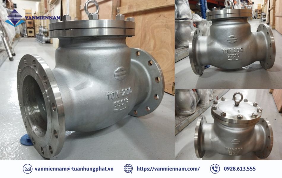 Van 1 chiều lá lật inox DN200