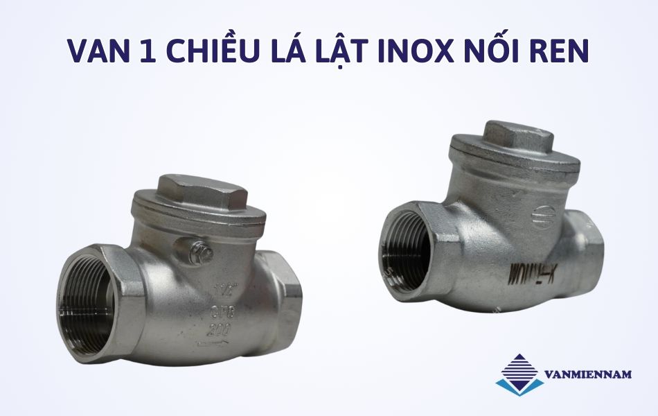 Van 1 chiều lá lật inox nối ren