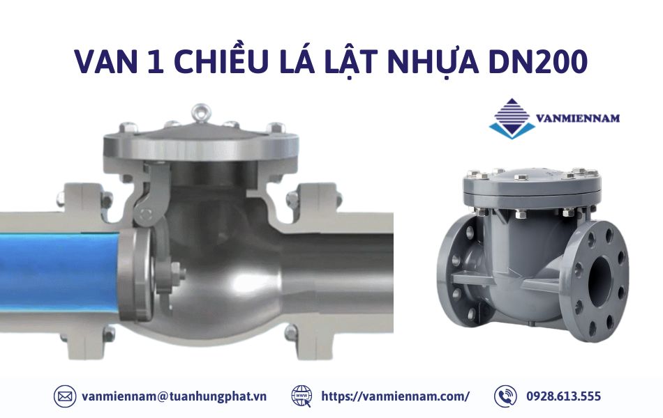 Van 1 chiều lá lật nhựa DN200