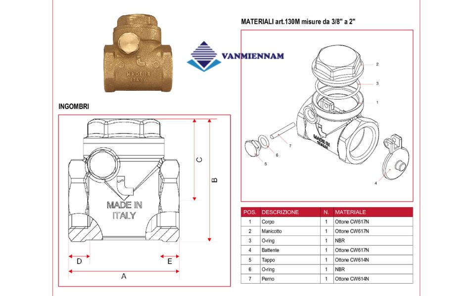 cấu tạo van 1 chiều lá lật Itap