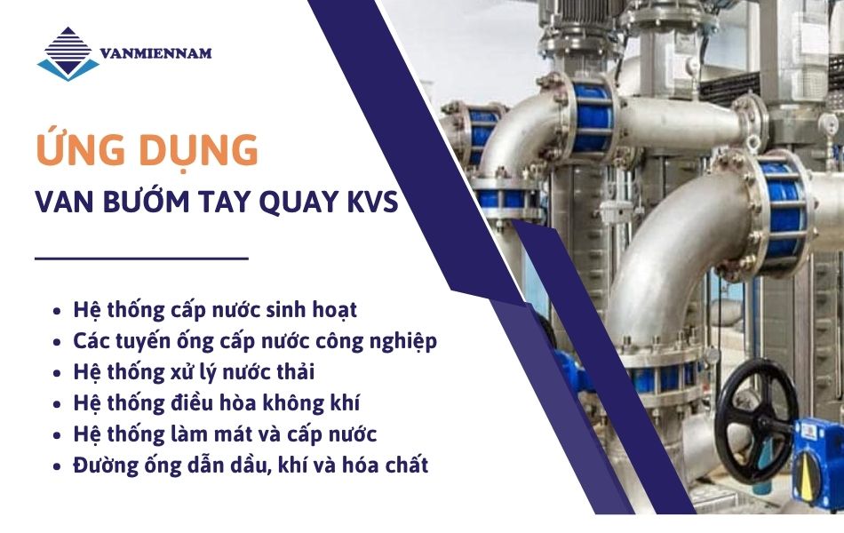Ứng dụng của van bướm tay quay KVS trong công nghiệp